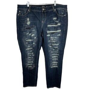 Torrid Jeans Premium Womens Sz 22 Boyfriend Stretch Medium Wash Blue High Rise